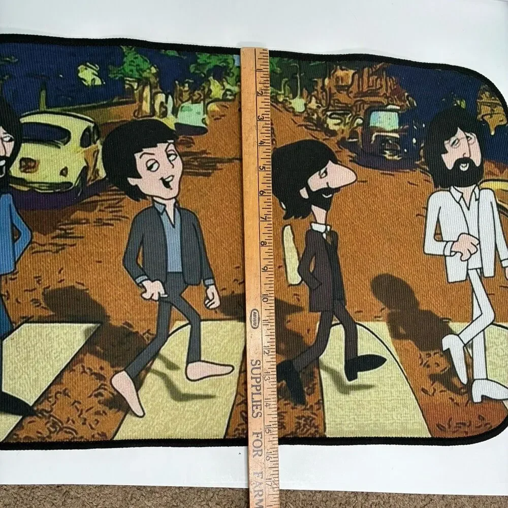 Cartoon Beatles Abbey Road Multicolor Rectangle Door Mat Music Theme
